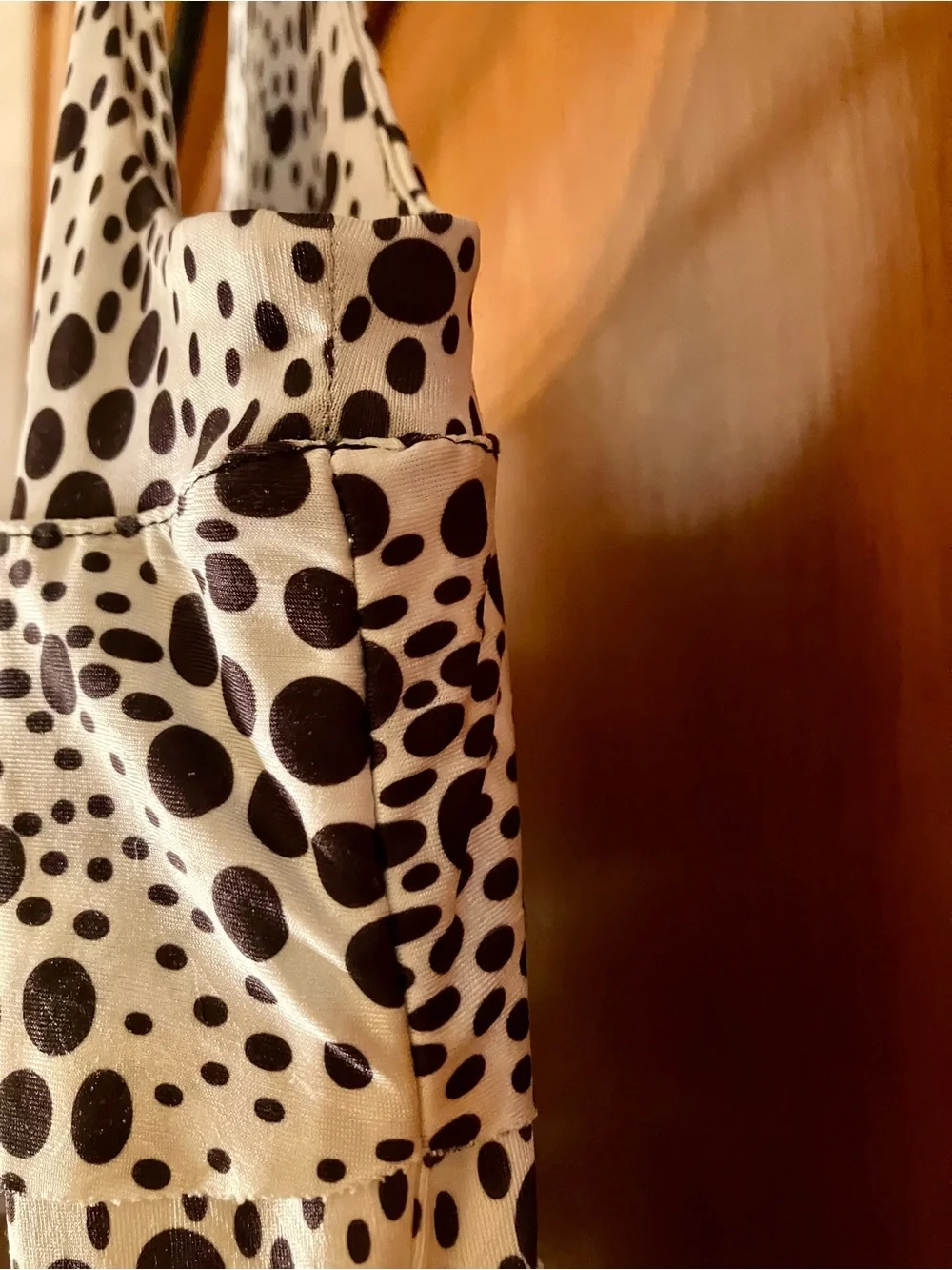 Sleeveless Black & White Polka Dot Mini Dress - Picture 3 of 6